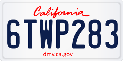 CA license plate 6TWP283