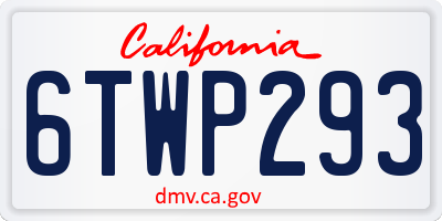 CA license plate 6TWP293