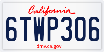 CA license plate 6TWP306