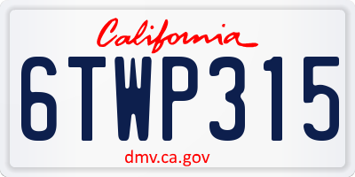CA license plate 6TWP315