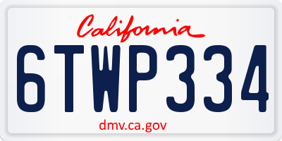 CA license plate 6TWP334