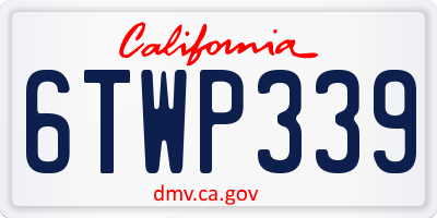 CA license plate 6TWP339