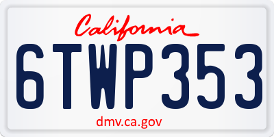 CA license plate 6TWP353