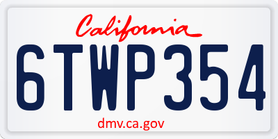 CA license plate 6TWP354