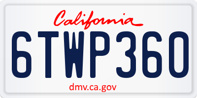 CA license plate 6TWP360