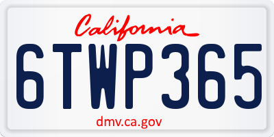 CA license plate 6TWP365
