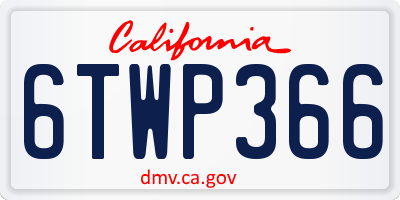 CA license plate 6TWP366