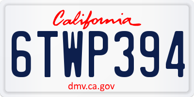 CA license plate 6TWP394