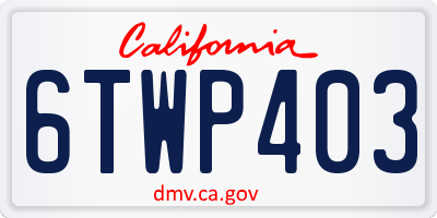 CA license plate 6TWP403