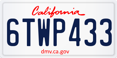 CA license plate 6TWP433