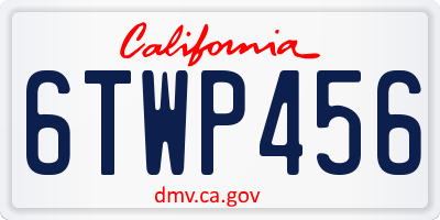 CA license plate 6TWP456