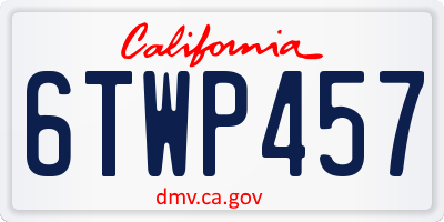 CA license plate 6TWP457