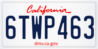 CA license plate 6TWP463