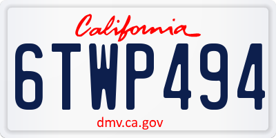 CA license plate 6TWP494