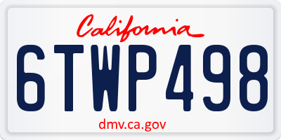 CA license plate 6TWP498