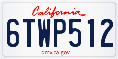 CA license plate 6TWP512