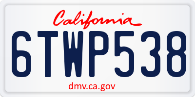 CA license plate 6TWP538