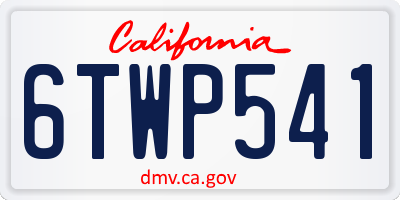 CA license plate 6TWP541