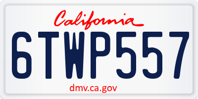 CA license plate 6TWP557