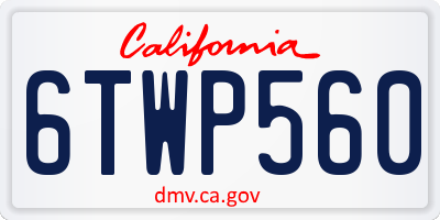 CA license plate 6TWP560