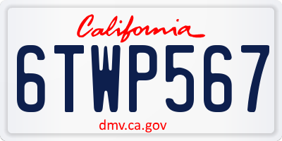 CA license plate 6TWP567