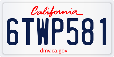 CA license plate 6TWP581