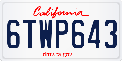 CA license plate 6TWP643