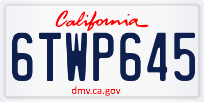 CA license plate 6TWP645
