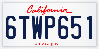 CA license plate 6TWP651