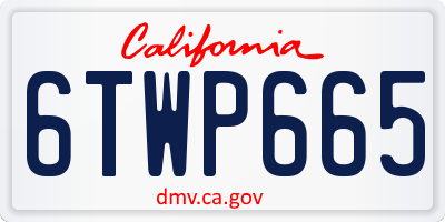 CA license plate 6TWP665