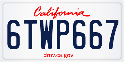 CA license plate 6TWP667