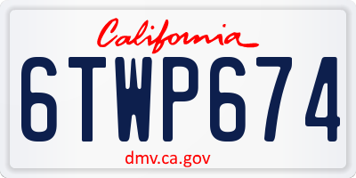 CA license plate 6TWP674