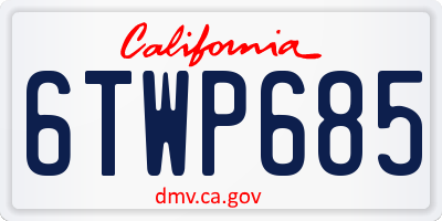 CA license plate 6TWP685