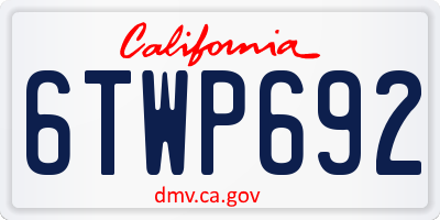 CA license plate 6TWP692