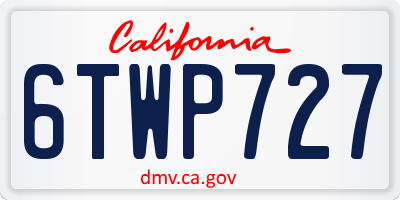 CA license plate 6TWP727