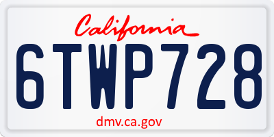 CA license plate 6TWP728