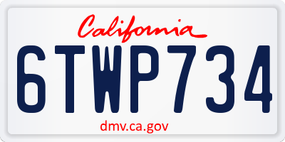 CA license plate 6TWP734