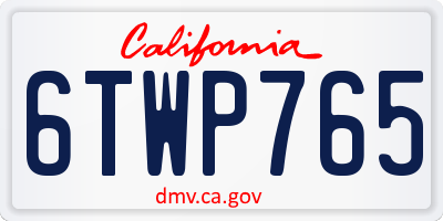 CA license plate 6TWP765