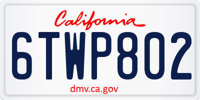 CA license plate 6TWP802