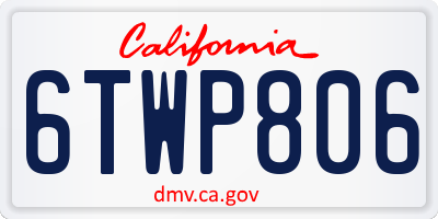 CA license plate 6TWP806