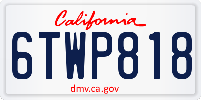 CA license plate 6TWP818