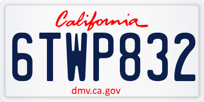 CA license plate 6TWP832