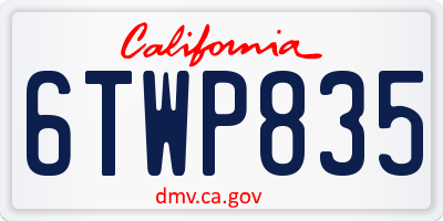 CA license plate 6TWP835