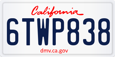 CA license plate 6TWP838
