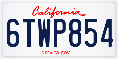 CA license plate 6TWP854