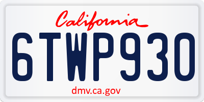 CA license plate 6TWP930