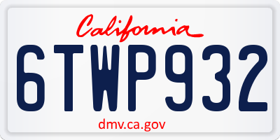 CA license plate 6TWP932