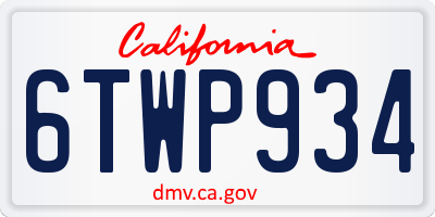 CA license plate 6TWP934