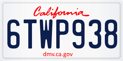 CA license plate 6TWP938