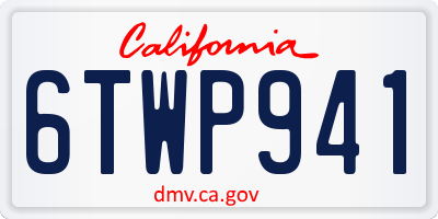 CA license plate 6TWP941